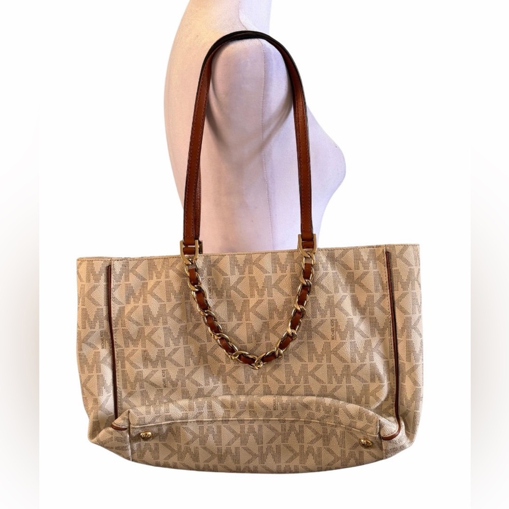 Michael Kors MK Signature Chain Tote Shoulder Bag - Picture 2 of 5